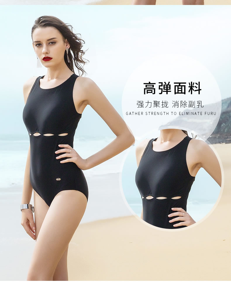 Áo tắm nữ Pula Shi nữ Xiêm thon bụng gợi cảm áo hở lưng Đồ bơi nữ mỏng Hàn Quốc đồ bơi màu đen - Bộ đồ bơi One Piece áo bơi liền thân nữ