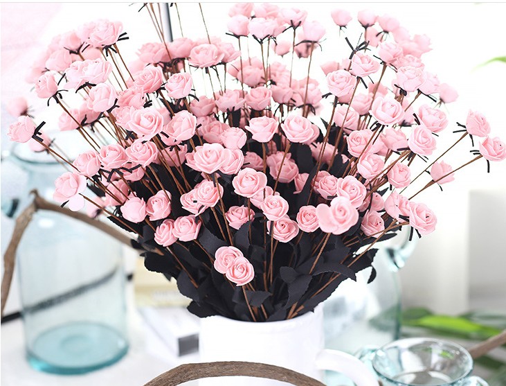 Simulation of small bouquets of roses PE plant home sitting room tea table bedroom single flowers, silk flower adornment furnishing articles