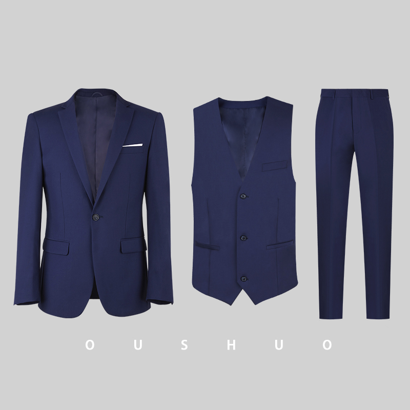 Suit phù hợp với nam giới phù hợp với ba mảnh bộ sửa chữa của Hàn Quốc phiên bản của doanh nghiệp chính thức mặc chuyên nghiệp mặc cho chú rể làm việc chiếc váy cưới