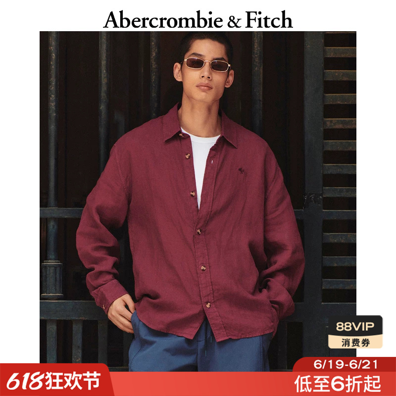 Af Classic Small Elk Pattern American-Style Red Multi-Color Linen Long-Sleeved Shirt 26 Autumn New Men's Clothing 125-6041 Af Classic Small Elk Pattern American-Style Red Multi-Color Linen Long-Sleeved Shirt 26 Autumn New Men's Clothing 125-6041