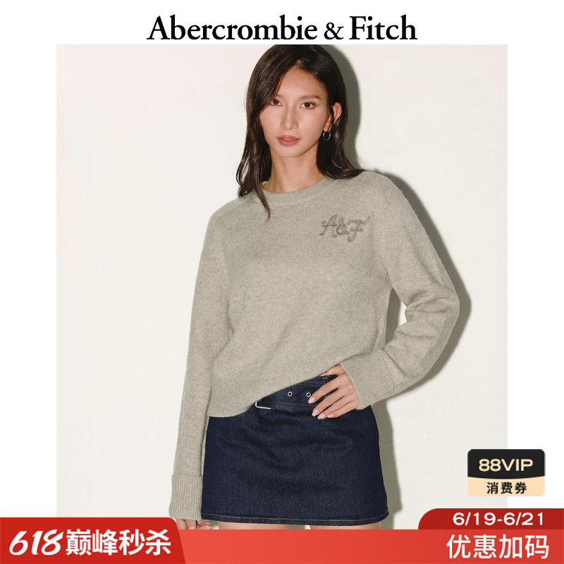 Af American-Style Comfortable and Lazy Style Versatile Logo Ribbed Long-Sleeved Knit Sweater 25 Autumn and Winter Women's Clothing 150-5460