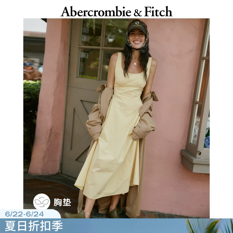 Af American Retro Style Waist-Cinching Elegant Vacation Cotton Dress with Chest Pads 26 Spring/Summer Women's Clothing 159-6496