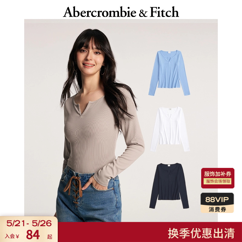 Af Classic Small Elk Pattern American-Style Slim-Fit V-Neck Long-Sleeve T-Shirt Top 26 Spring Women's Clothing 139-6134