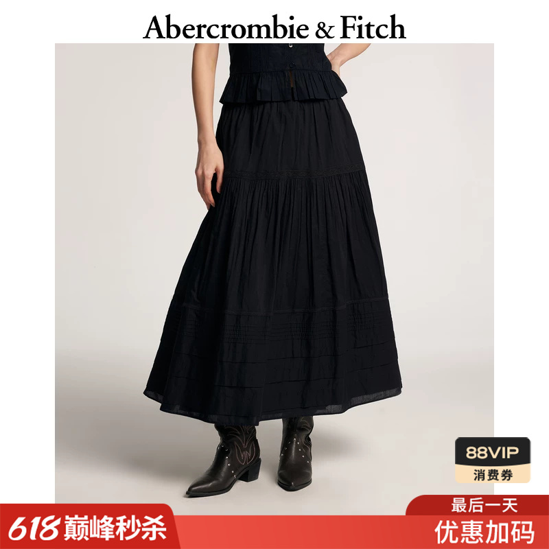Af Bohemian Resort Style Black Cotton Lace Half-Length Umbrella Skirt Long Skirt 26 Spring and Summer Women's Clothing 143-6011 Af Bohemian Resort Style Black Cotton Lace Half-Length Umbrella Skirt Long Skirt 26 Spring and Summer Women's Clothing 143-6011