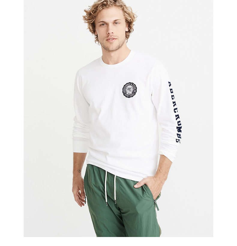 Áo thun đính tay dài tay áo của nam Abercrombie & Fitch 204313 AF