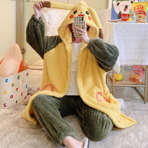 Coral Suede Moon Subsuit Autumn Winter Plus Suede Thickened Breastfeeding Maternal Postnatal Pregnant Woman Pyjamas December 11 Three sets