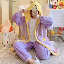 Pregnant woman sleepwear autumn and winter months Postnatal Thickening of Garnapped Coral Suede Sleeping Robe for the Breastfeeding Clothing Home Clothing Pregnancy
