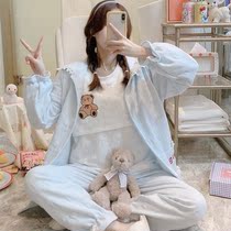 Lunar Subsuit Spring Autumn Pure Cotton Postnatal Pregnant Woman Sleepwear Pregnancy Autumn And Winter Breastfeeding Three Sets Of Air Cotton March 4