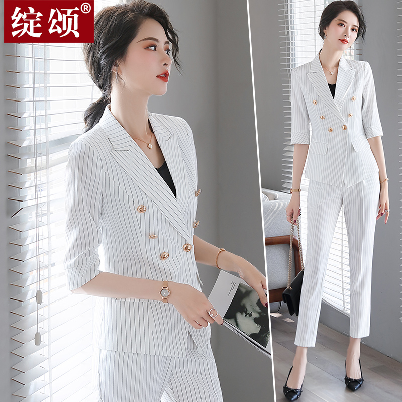 Striped Small Suit Jacket Lady 2021 New Fashion casual Western suit suit to work Temperament Goddess Van