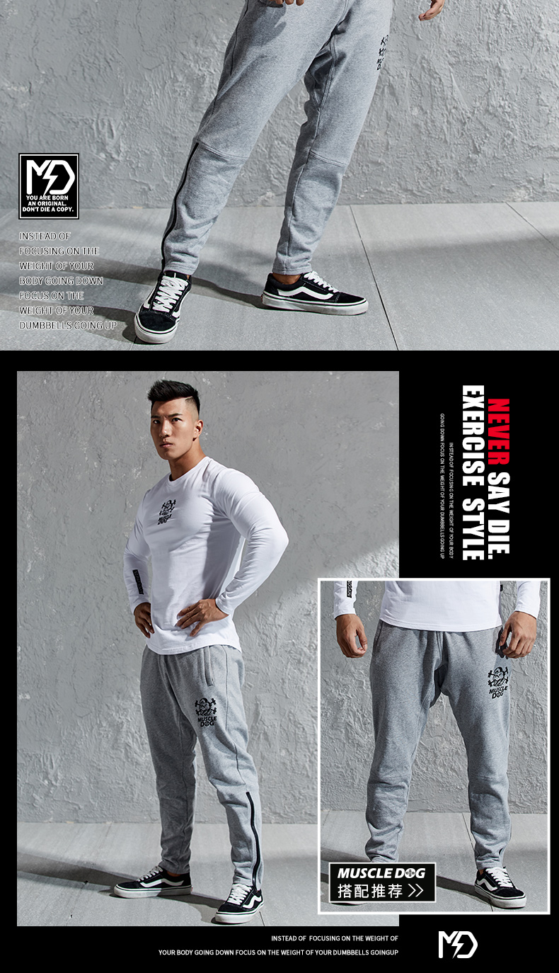 Cơ bắp Chó cơ bắp Dumbbell Thể dục Thể hình Đào tạo mồ hôi Tights cơ sở Áo khoác dài tay áo thun nam áo thun tanktop nam