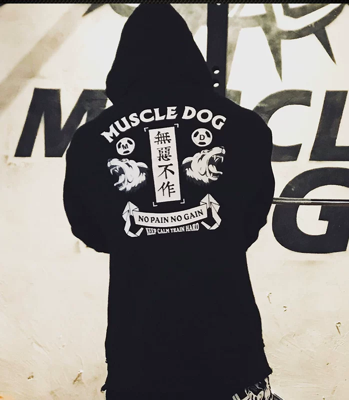 Muscledog Cơ Bắp Dog Dài Tay Áo T-Shirt Nam Triều Thương Hiệu Thể Thao và Giải Trí Tập Thể Dục Đào Tạo Áo Len Trùm Đầu Áo Thun mua áo sweater