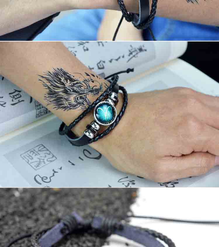 Vòng tay chòm sao dạ quang 12 sinh viên Hàn Quốc thời trang nam da vòng tay cá tính độc đoán sáng tạo vòng đeo tay mới vòng tay cartier