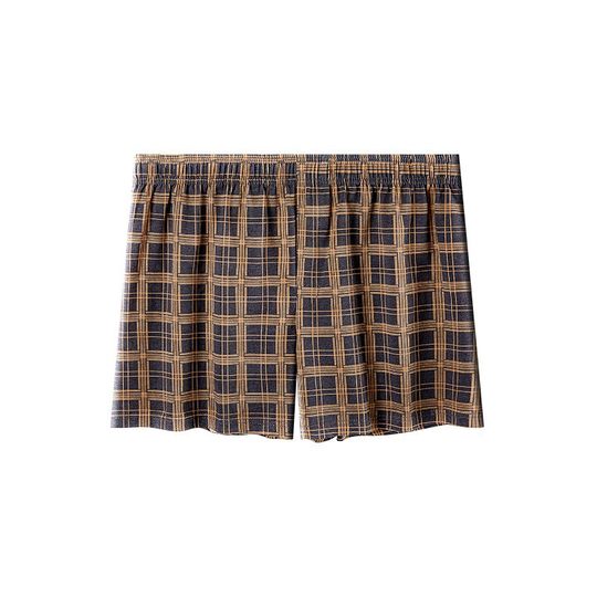 [One Pair, Multiple Wears]Men's Underwear, Boxer Shorts, Pure Cotton, Plaid, Casual, Large Size, Sleep Pants, Home Wear, Four-Corner Shorts