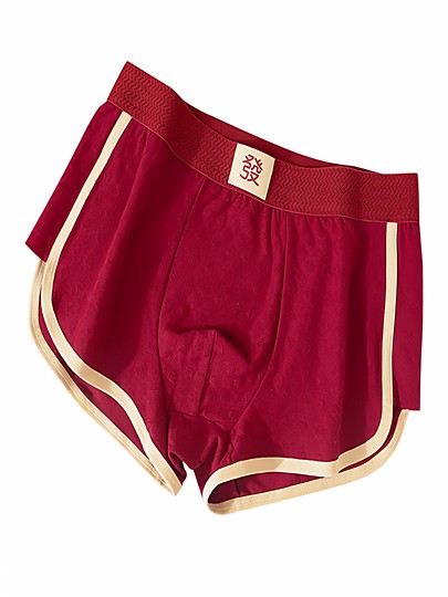 Men's Zodiac Year Underwear, Wedding Skin-Friendly Breathable Red Mid-Waist Comfortable Boxer Briefs, Men's Boxer Shorts