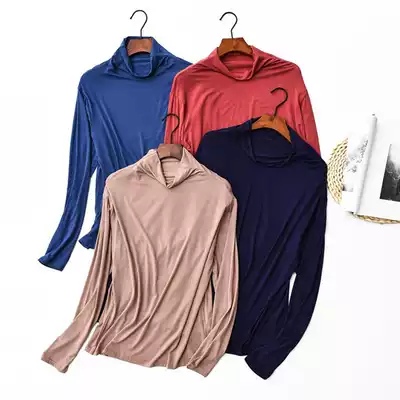 Women's autumn and winter wear large size modal long sleeve t-shirt half high collar base shirt Korean version of slim solid color top