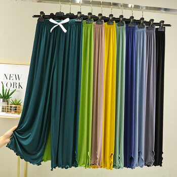 Modal draped wide leg pants ຂອງແມ່ຍິງພາກຮຽນ spring ແລະ summer ວ່າງເກົ້າຈຸດ pants ແອວສູງ casual pants ຂະຫນາດໃຫຍ່ບາງບ້ານ pajama pants