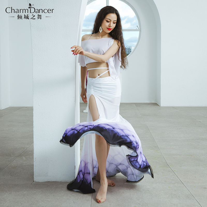 The Dance of the Leaning City Dance 2021 Summer New Mermaid's Belly Leather Dance Rehearsas the Gradual Layer Fish Scale Printing Oriental Dance Ensemble