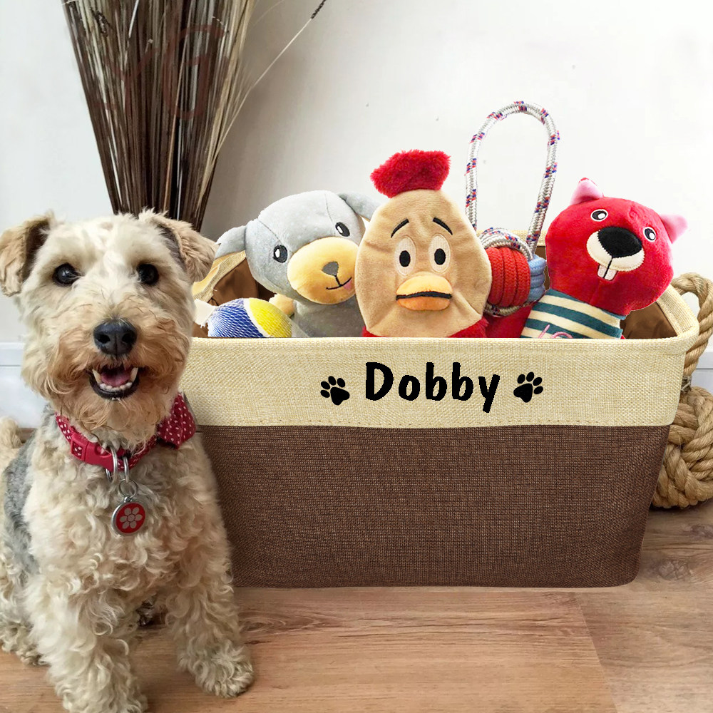 Customized Pet Toy Storage Box Free Dog Name Printing Canvas