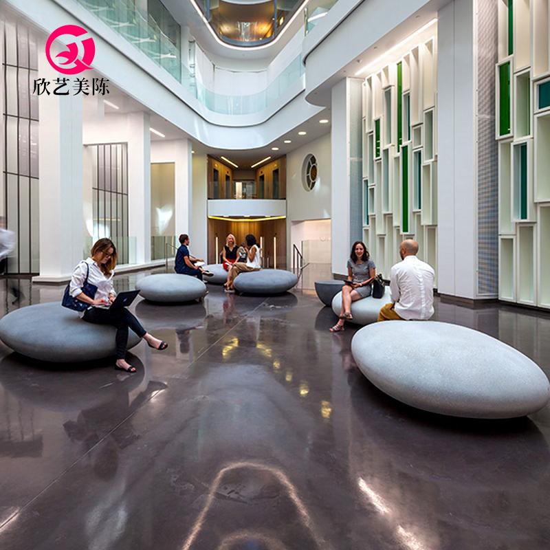 Spot glass fiber mall pebble recreational seat bench waiting for stone stool creative commercial beauty chen outdoor