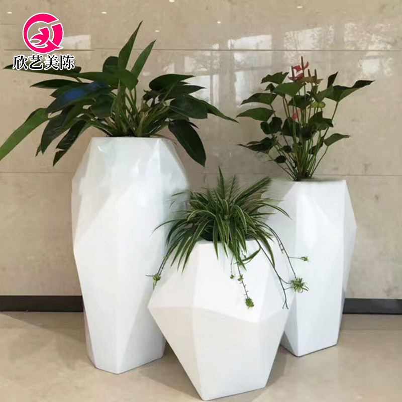 Glass Fiber Combined Flower Pot Landscape Artwork Ground Floor Large Vase Mall Hotel Hallway Front Door Decorated Swing
