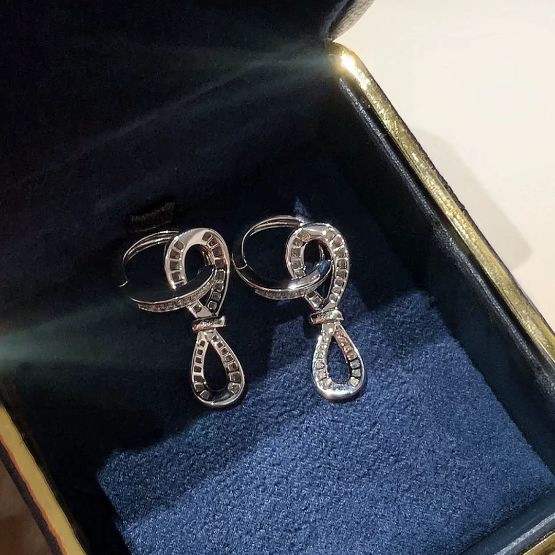 Серьги с бантами, инlay камень, серебро 925 пробы, 18 карат, 18 карат