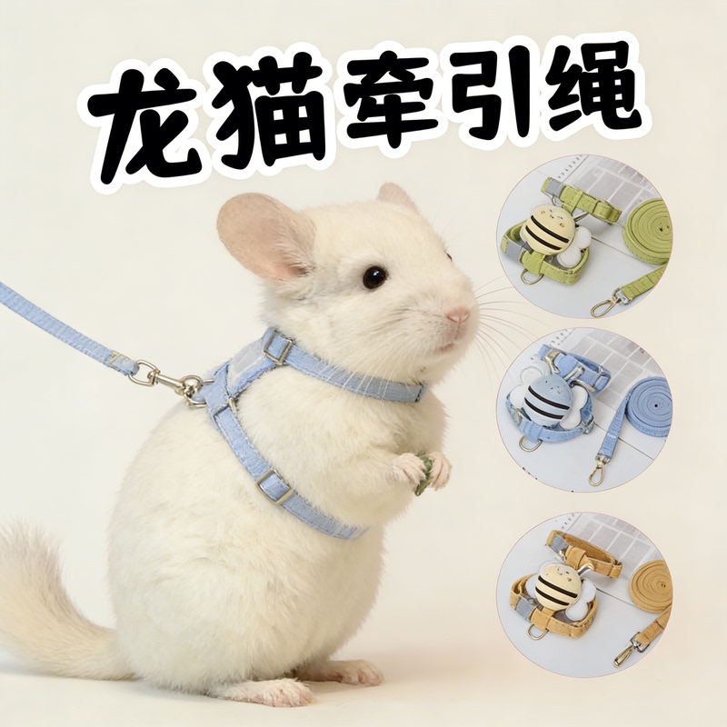 Chinchilla-Specific Leash, Adjustable Harness for Small Pets, Suitable for Walking Pets Outdoors, Cat Accessory