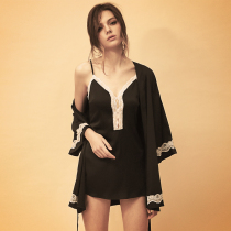 American and European Weimei silk pajamas female Spring and Autumn Silk sexy suspenders nightgown two sets of home clothes summer