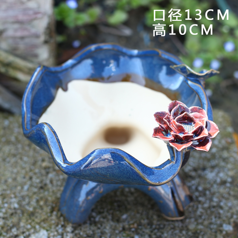 Korean meat more large platter ceramic flower pot creative move are planted the flower POTS of meat and meat basin much