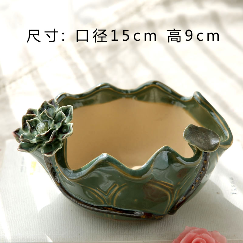 Teng Yang hand - made Korean pinch flower small old running the coarse pottery flowerpot more meat checking ceramic contracted sale clearance flowerpot