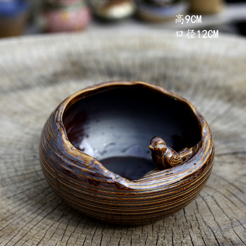 Korean style restoring ancient ways more meat old ceramic flower POTS of large diameter running the coarse pottery breathable basin of creative move more meat wholesale