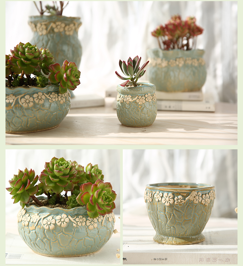 Korean meat flowerpot more than coarse pottery ceramic flower pot more creative platter flowerpot big flowerpot green plant pot wholesale