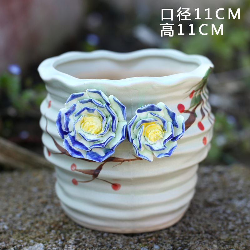 Korean meat more large platter ceramic flower pot creative move are planted the flower POTS of meat and meat basin much