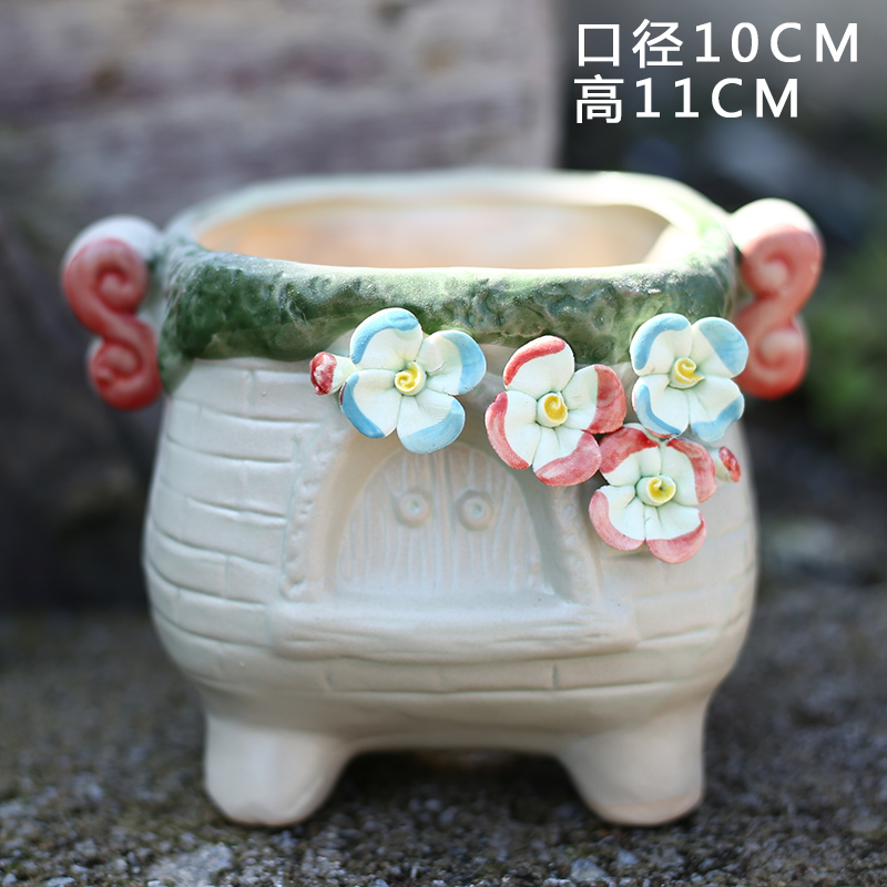 Korean meat more large platter ceramic flower pot creative move are planted the flower POTS of meat and meat basin much