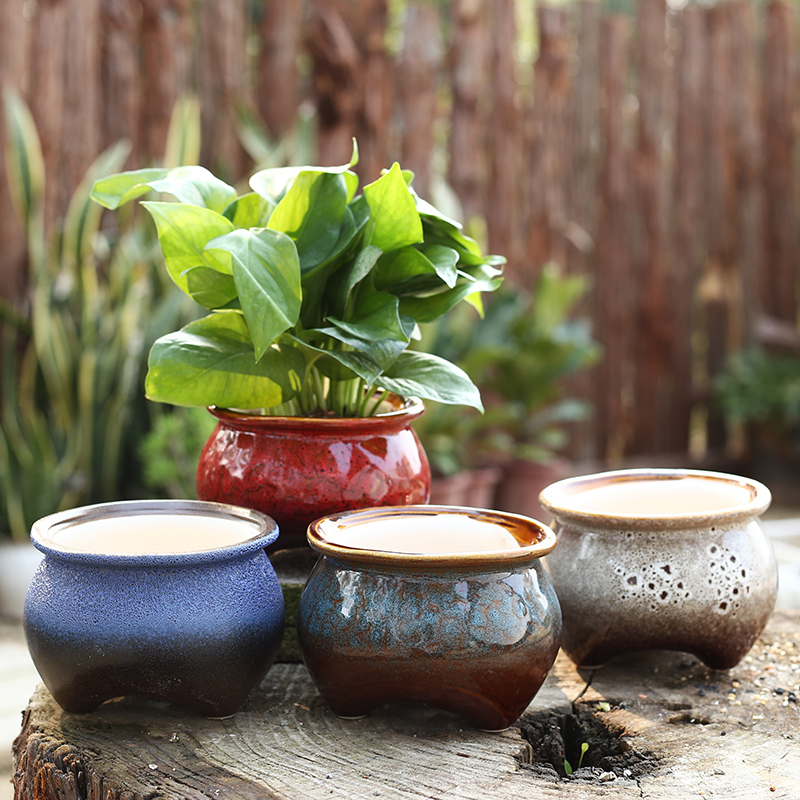 Jingdezhen Korean meat size flowerpot pack mail more special offer a clearance of creative move coarse pottery basin of breathable, lovely fleshy