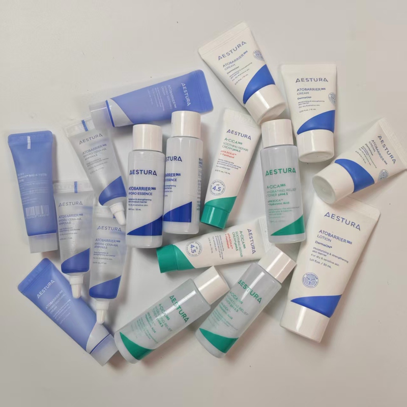 Aestura/Aestura Toner, Lotion, and Cream Sample Set for Repairing, Moisturizing, and Hydrating in a Portable Format