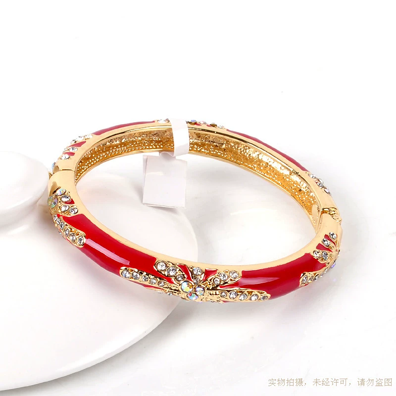 1029 Quà tặng ngày của mẹ Bắc Kinh Cloisonne bangle Vòng tay hai mặt màu pha lê kim cương mạ vàng vòng tay cartier