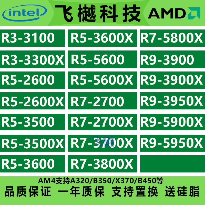 AMD R5 2600 3500X 3600X R7 2700X 3700X 3800X R9 3900X 5900X