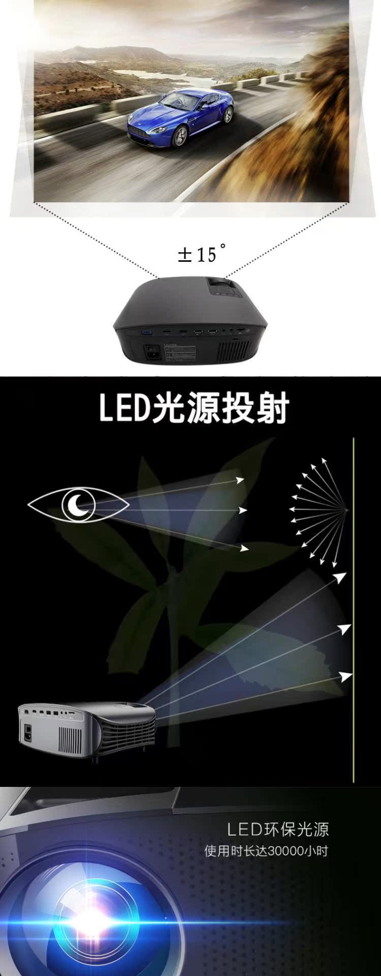 Mục máy chiếu số 3342018 Mới Cáp di động YG610 Kết nối điện thoại di động Máy chiếu hỗ trợ 1080P - Máy chiếu máy chiếu benq ms550