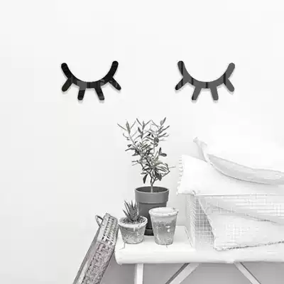 ins explosive red wooden eyelash stickers Nordic wall stickers creative solid wood children's room creative decoration 3D crystal wall stickers