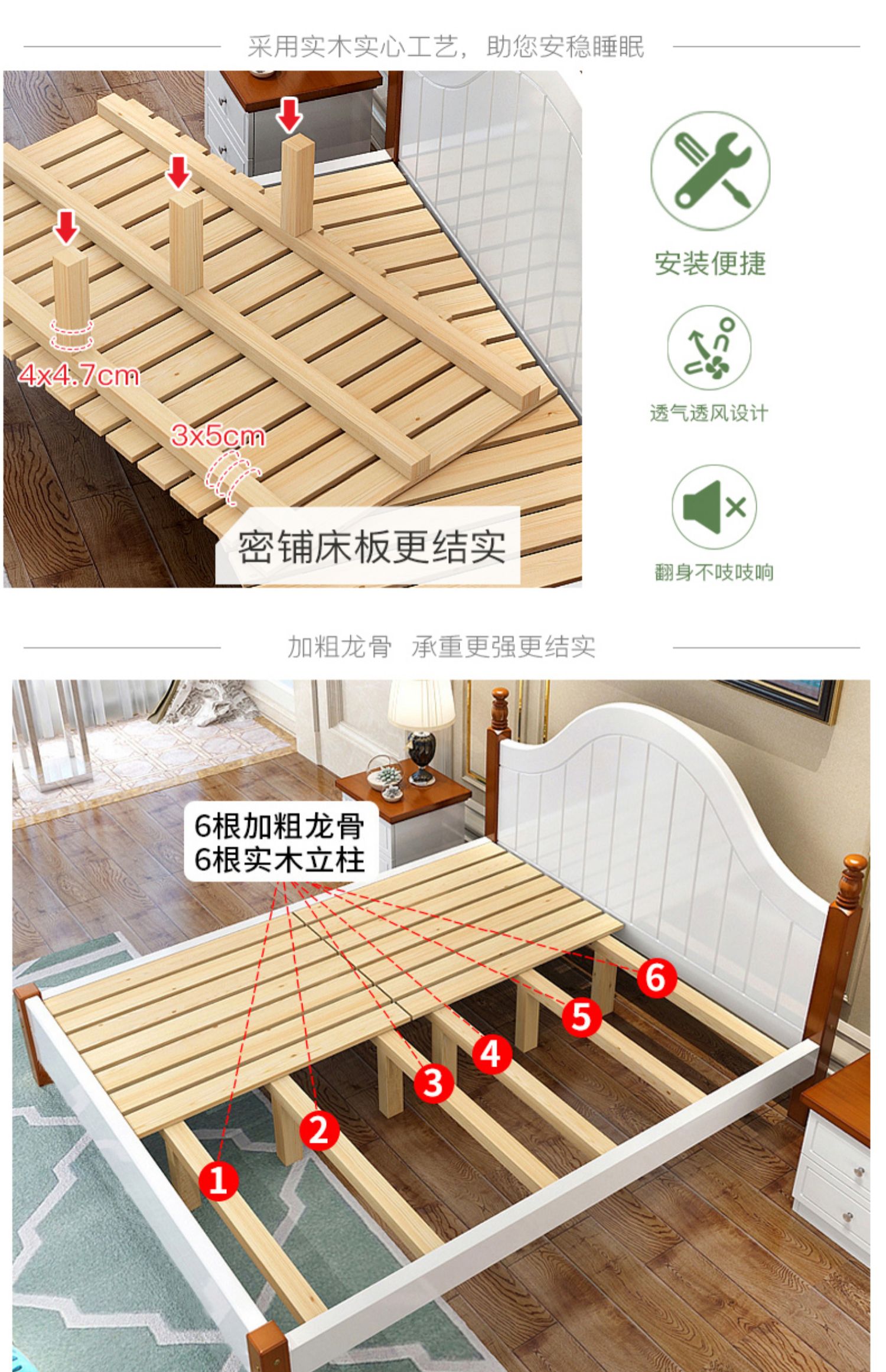 giường gỗ hiện đại nhỏ gọn master bedroom giường đơn giường đôi 1,8 1,5m châu Âu-Địa Trung Hải giường thuê kinh tế - Giường giường đơn gấp gọn
