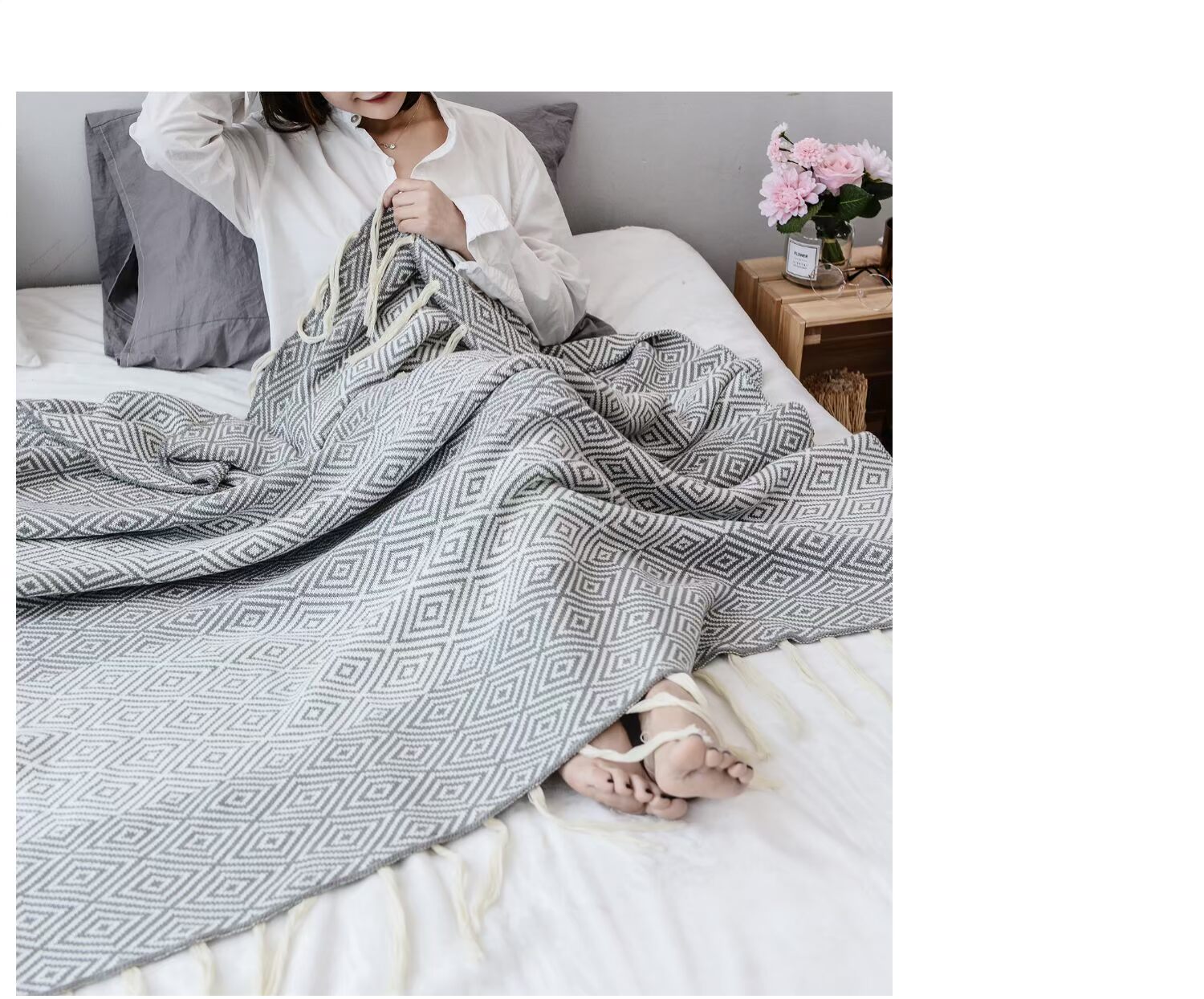 Bảo tàng thẩm mỹ cuộc sống Pooh Hiện đại đơn giản Bắc Âu Cotton Mê cung Tua Giải trí Sofa Giường Điều hòa chăn - Ném / Chăn chăn lông cừu queen