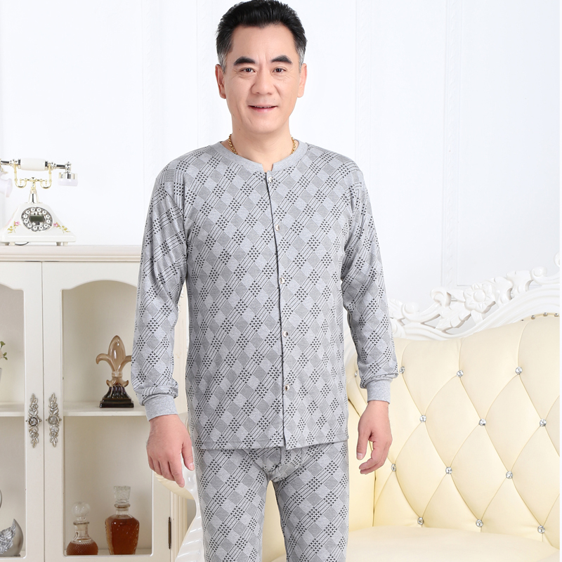 Trung niên và tuổi cardigan ấm đồ lót đàn ông 60 tuổi 70 mùa thu quần áo mùa thu quần nữ 80 ông bà già người đàn ông bộ mùa đông.