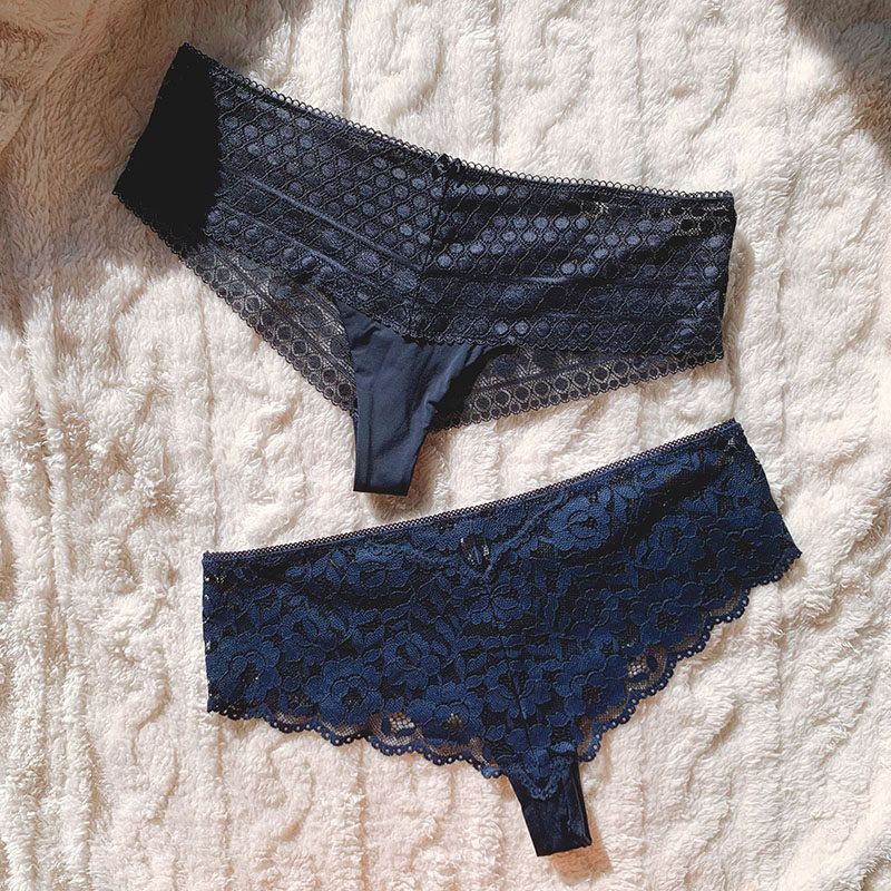 Europe Plus Fat Increase Triangle Pants Hollowed-out Lace Sexy Seductive Fat Mm Pants Head Outlet Outsingles Big Size Underpants Women