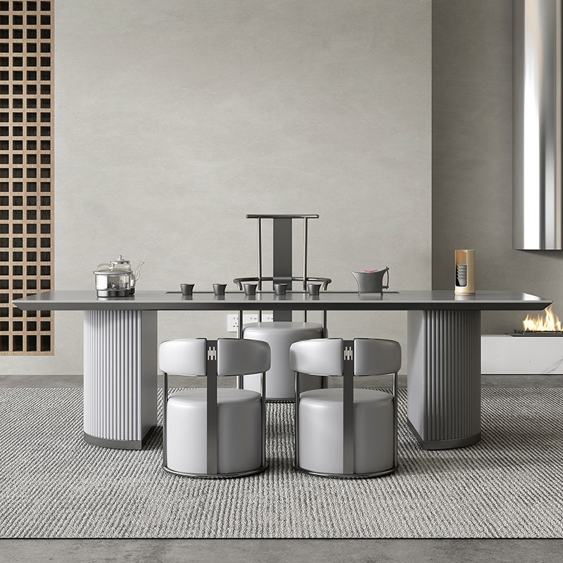 High-end light luxury slate villa tea table and chair combination simple modern office minimalist tea table tea set set one