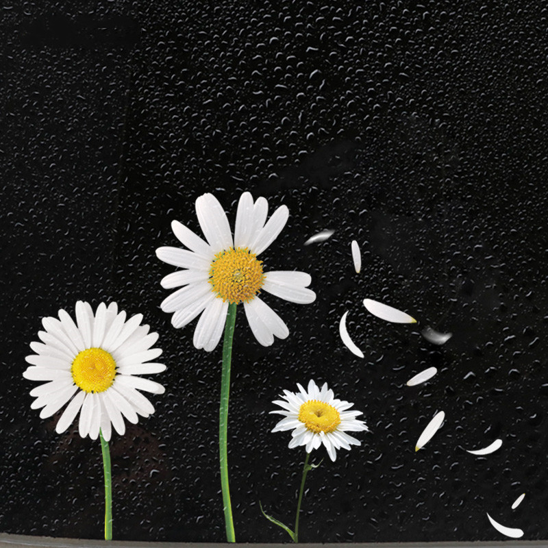 Car personality Chrysanthemum Car Sticker Daisy Cute Fun Decorative Sticker Body Scratchshield Tail Casual Stickers