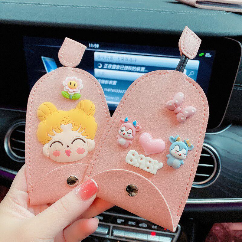 Car key cover universal male and female handmade personality creative couple cute home pull-out storage key bag