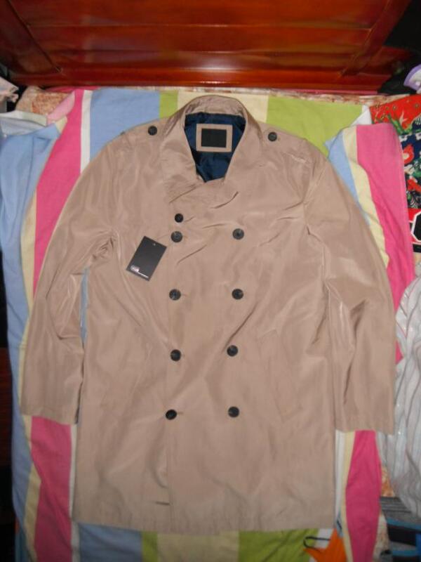 Asos Shoulder Tab Double-Breasted Light Khaki Lined Thin Trench Coat m