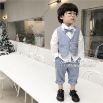 Childrens dress suit boys 2020 autumn new Western style birthday suit three-piece male baby year-old clothes