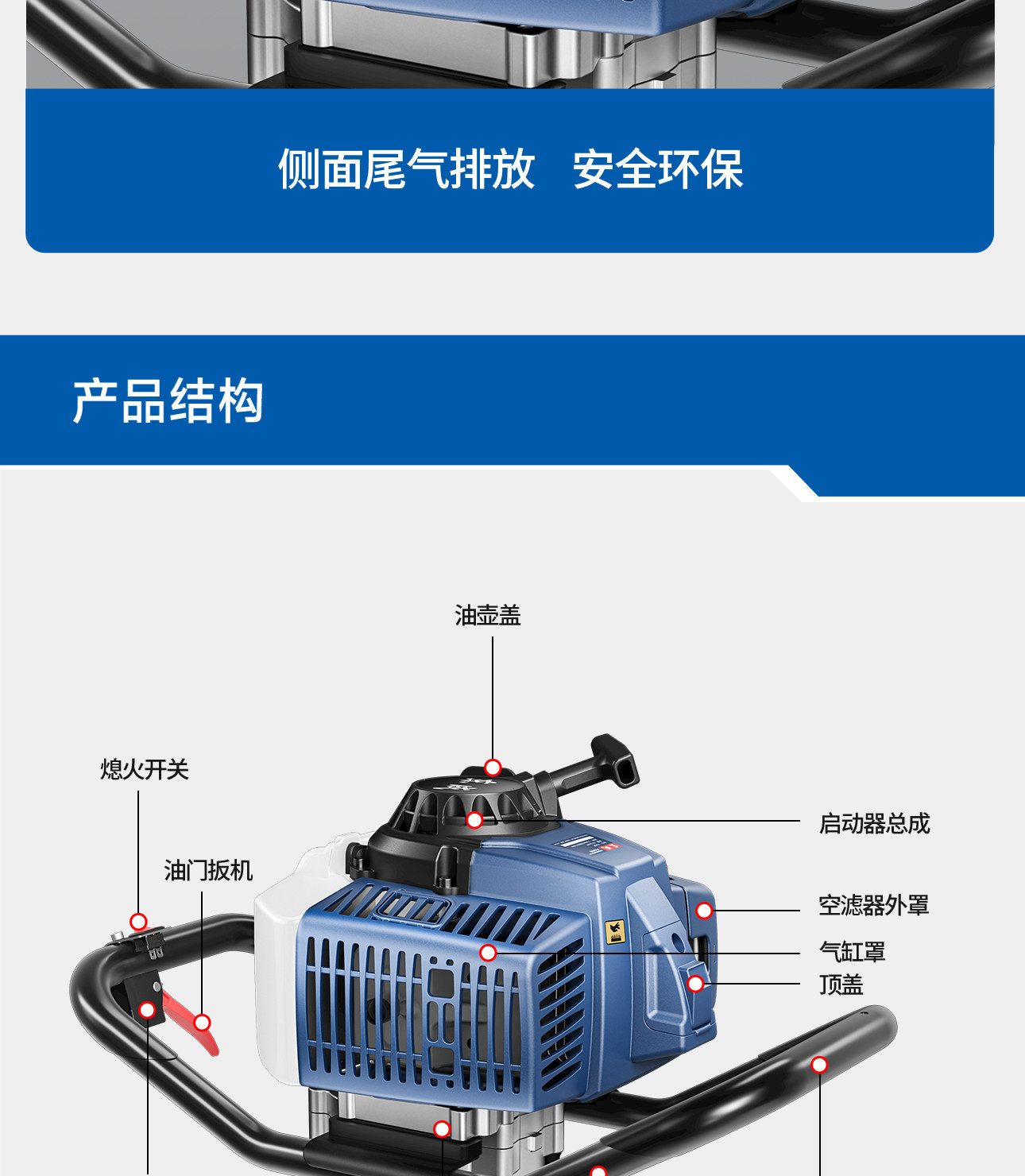 Газонокосилка 东成汽油地钻挖坑机钻地大功率打洞机立柱打孔机施肥栽树农用神器 Tung Shing