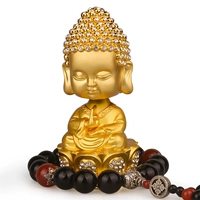 Shake Head Buddha Gold+{Black Agate Beads